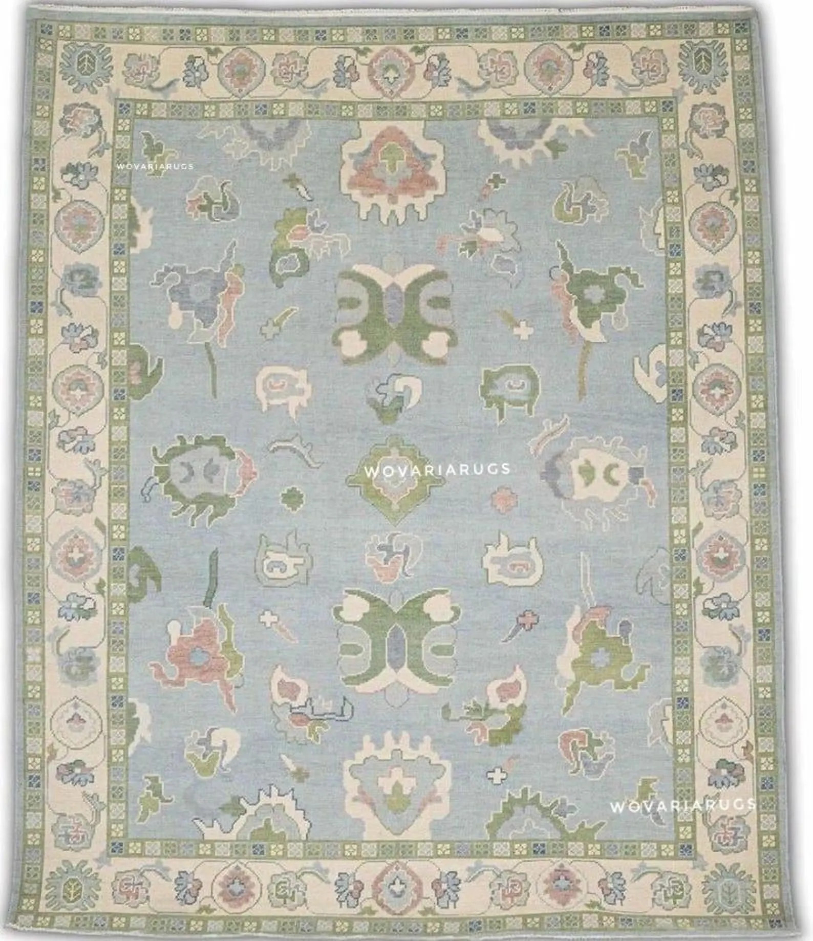 8x10/9x12 Oushak Rug light Blue & cream Hand Knotted Wool Rug 10x14 Large Area Rug  Vintage Turki... | Etsy (Global)