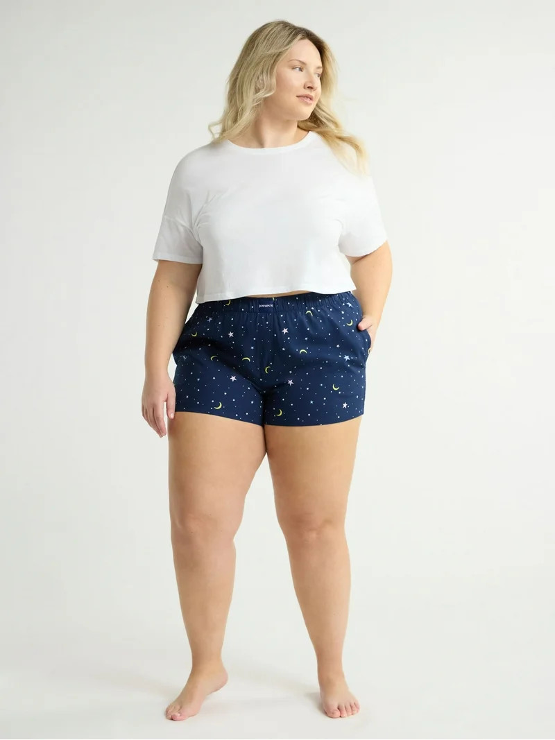Joyspun Women's Woven Pajama Boxer Shorts, 3'' Inseam, Sizes XS-3X | Walmart (US)