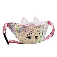 Waist Bag Glitter Sequin Girls Fanny Pack Adjustable Belt Cute Cat Sport Travel Bum Purse for Kid... | Amazon (US)