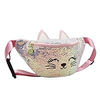 Waist Bag Glitter Sequin Girls Fanny Pack Adjustable Belt Cute Cat Sport Travel Bum Purse for Kid... | Amazon (US)