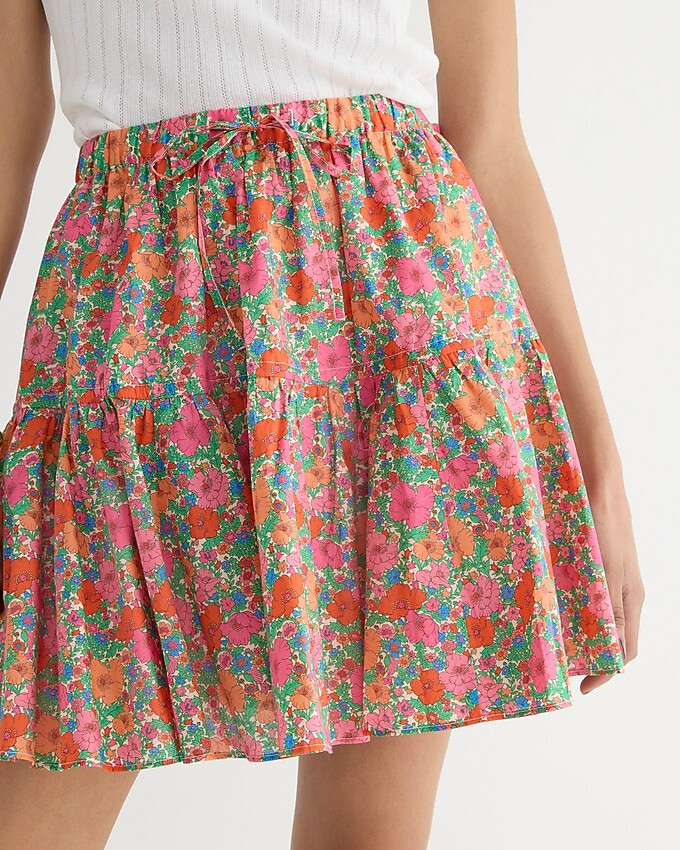 Tiered mini skirt in Liberty® pink Meadow Song fabric | J. Crew US