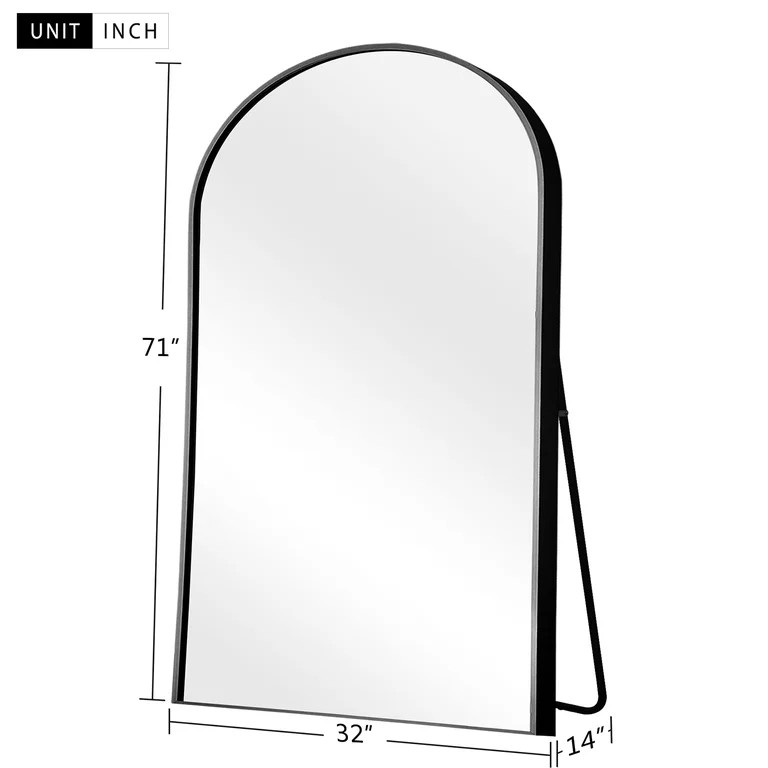 MAYEERTY 71"x32" Arch Large Full Length Mirror Aluminum Alloy Framed Floor Standing Mirror, Black | Walmart (US)