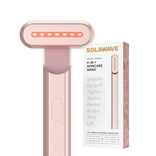 Solawave 4-in-1 Red Light Therapy Wand for Face & Neck | Beauty Device with Galvanic Current, Massager & Warmth | Anti-Aging, Wrinkle Reduction, Skin Tightening, Depuffing & Rejuvenation (Rose Gold) | Amazon (US)