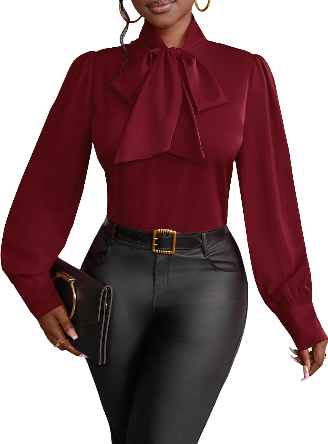 Women's Bow Tie Neck Elegant Blouse | Amazon (US)