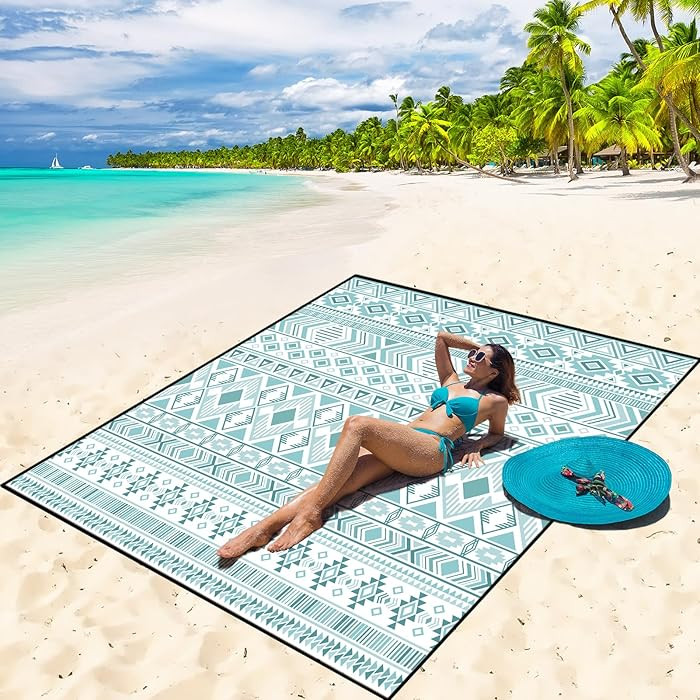 Beach Blanket Waterproof Sandproof Beach Mat 79" X 83"/10'x9'for 2-8 Adults Quick Drying Outdoor ... | Amazon (US)
