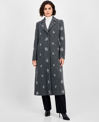 CeCe Women's Single-Breasted Sparkle Bouclé Maxi Coat - Macy's | Macy's