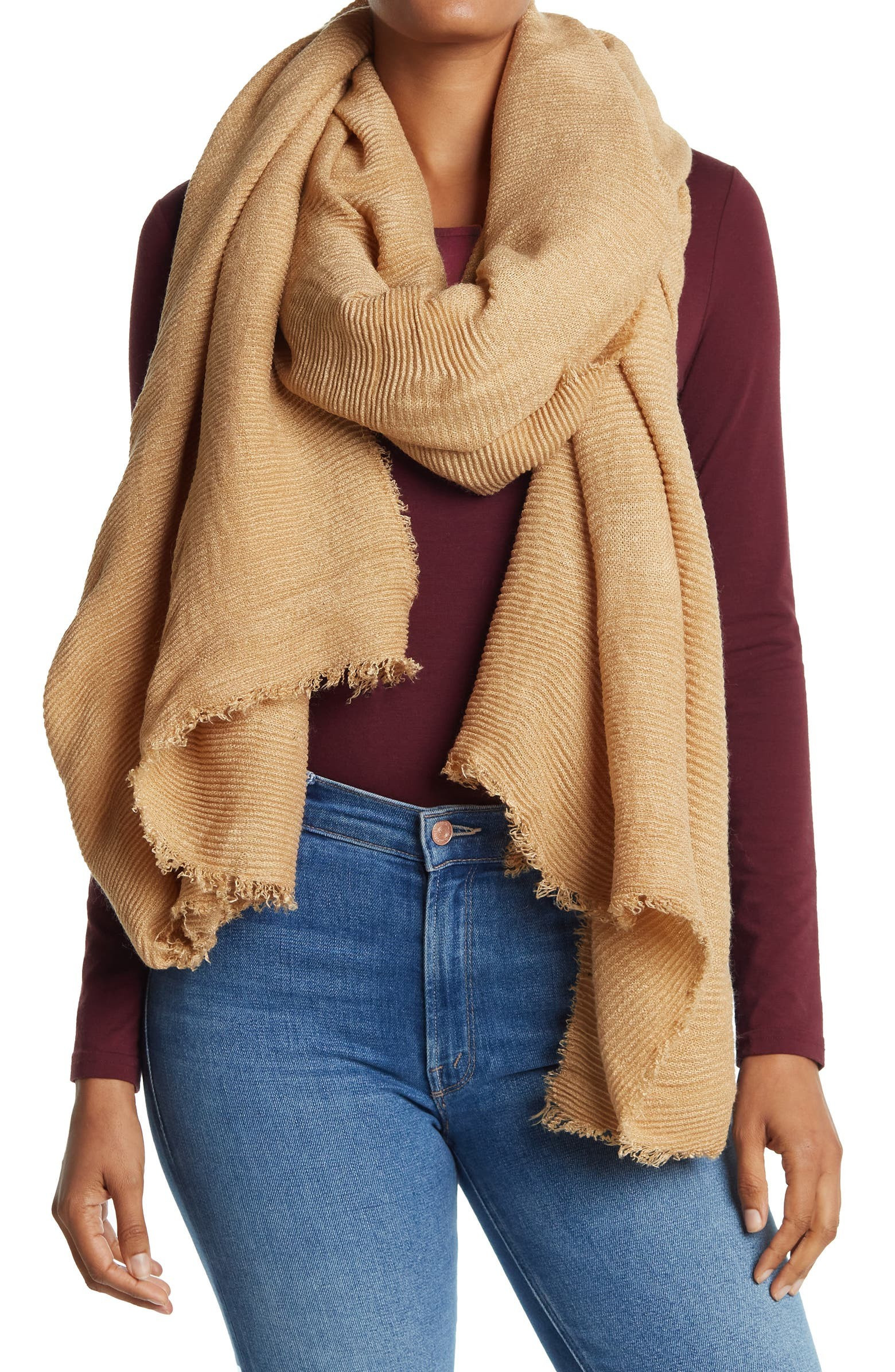 Oversized Pleated Blanket Scarf | Nordstrom Rack