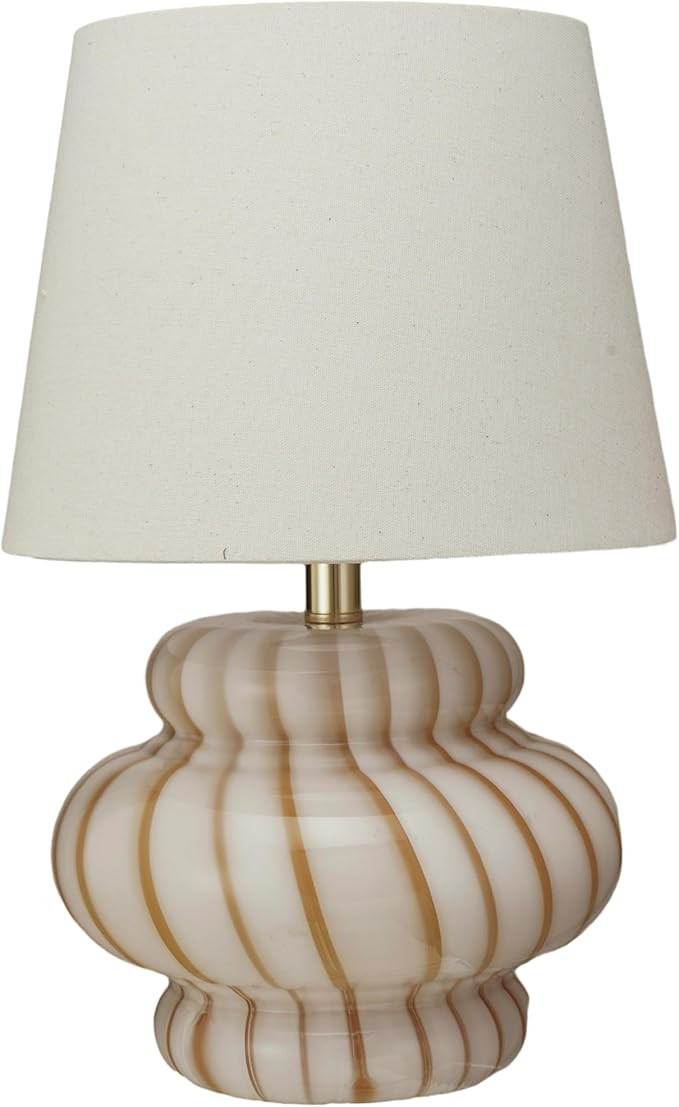 Creative Co-Op 60 Watt Sunbeam Striped Hand-Blown Art Glass Table Lamp, Yellow and Cream | Amazon (US)
