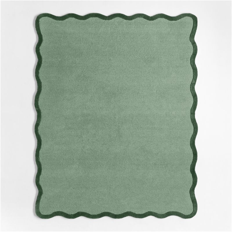 Wavy Border Muted Blue Kids Performance Area Rug 6'x9' | Crate & Kids | Crate & Barrel