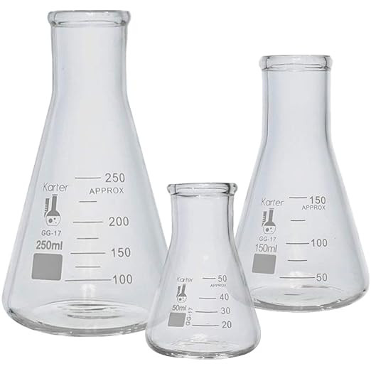 Glass Erlenmeyer Flask Set - 3 Sizes - 50, 150 and 250ml, Karter Scientific | Amazon (US)