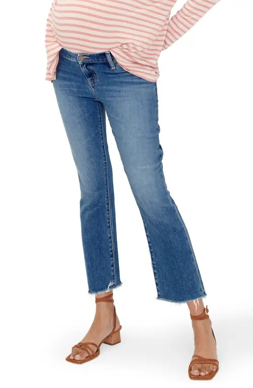 HATCH The Under The Bump Crop Maternity Jeans in Indigo at Nordstrom, Size 29 | Nordstrom