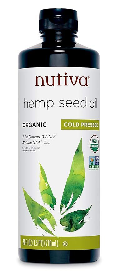 Nutiva Organic Cold-Pressed Unrefined Hemp Oil, 24 Ounce | Amazon (US)