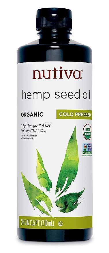 Nutiva Organic Cold-Pressed Unrefined Hemp Oil, 24 Ounce | Amazon (US)