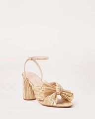 Camellia Bow Heel with Ankle Strap Gold | Loeffler Randall