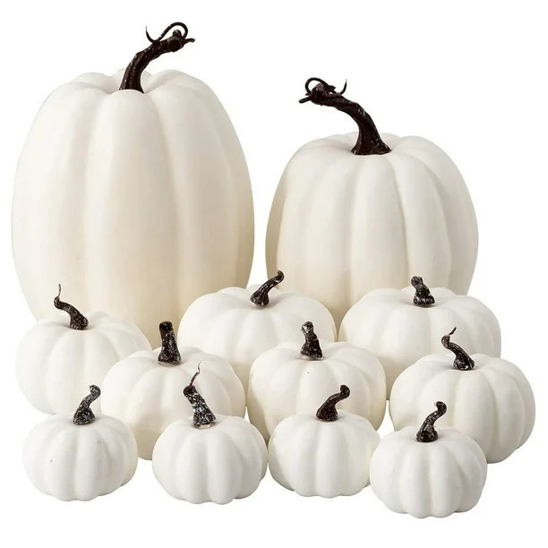Halloween pumpkin 12 Pieces Faux Pumpkins Orange Fall Decoration Garden LawnfoamOrnamentsIn publi... | Walmart (US)