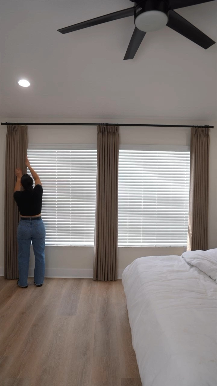 💭 these viral pinch pleat curtains are still one of my favorite home purchases… they truly have the power to transform any space! ✨

curtain details 👇🏼
+ material: liz linen
+ style: pinch pleat
+ color: taupe grey
+ unlined but get privacy if you don’t have blinds/shades cuz they are a little sheer!
+ YES to memory trained 

#viralcurtains #twopagescurtains #pinchpleatcurtains #masterbedroommakeover #bedroommakeover #amazonhome #amazonfinds 

#LTKVideo #LTKHome #LTKStyleTip