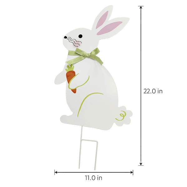 Homespun Easter Metal Bunny Yard Stake with Carrot, 22" | At Home