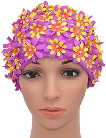 Medifier Swim Cap Floral Petal Retro Style Bathing Caps for Women | Amazon (US)