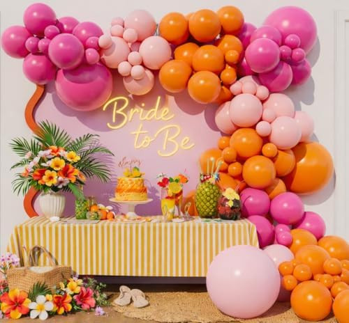 Pink Orange Rose Balloon Arch Garland Kit for Tropical Summer Bridal shower Birthday Aperol Sprit... | Amazon (US)