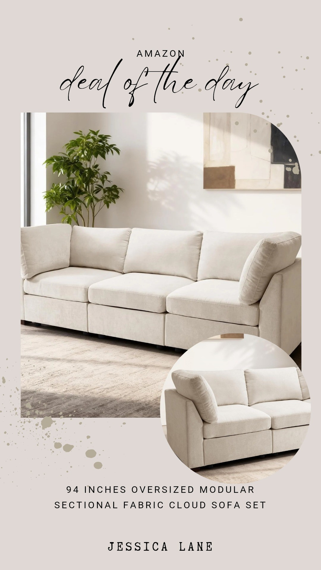 Oversized 94 inch modular sectional sofa. Extra deep seating with a versatile layout for large living spaces.#AmazonFurniture #SectionalSofa #LivingRoomGoals #HomeDecorDeals #ModularSofa

#LTKSaleAlert #LTKHome #LTKSpringSale
