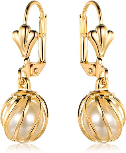 Barzel 18K Gold Plated Pearl Dangling Drop Earrings | Amazon (US)