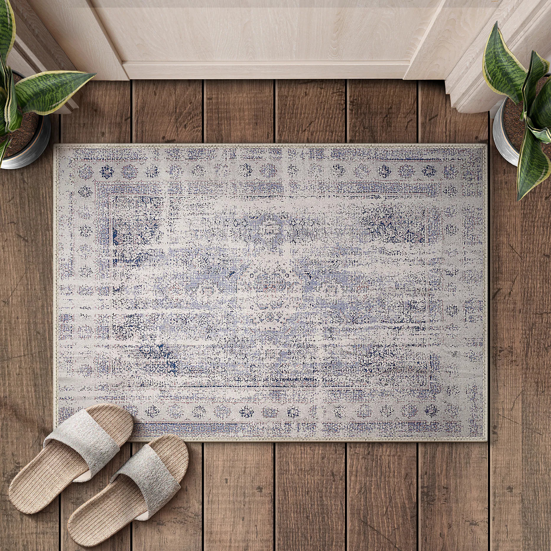 SORBUS 2 ft x 3 ft Entry Mat Rug for Entryway Machine Washable Non Slip Vintage Rug Rubber one_size | 192405068973 | Lowe's