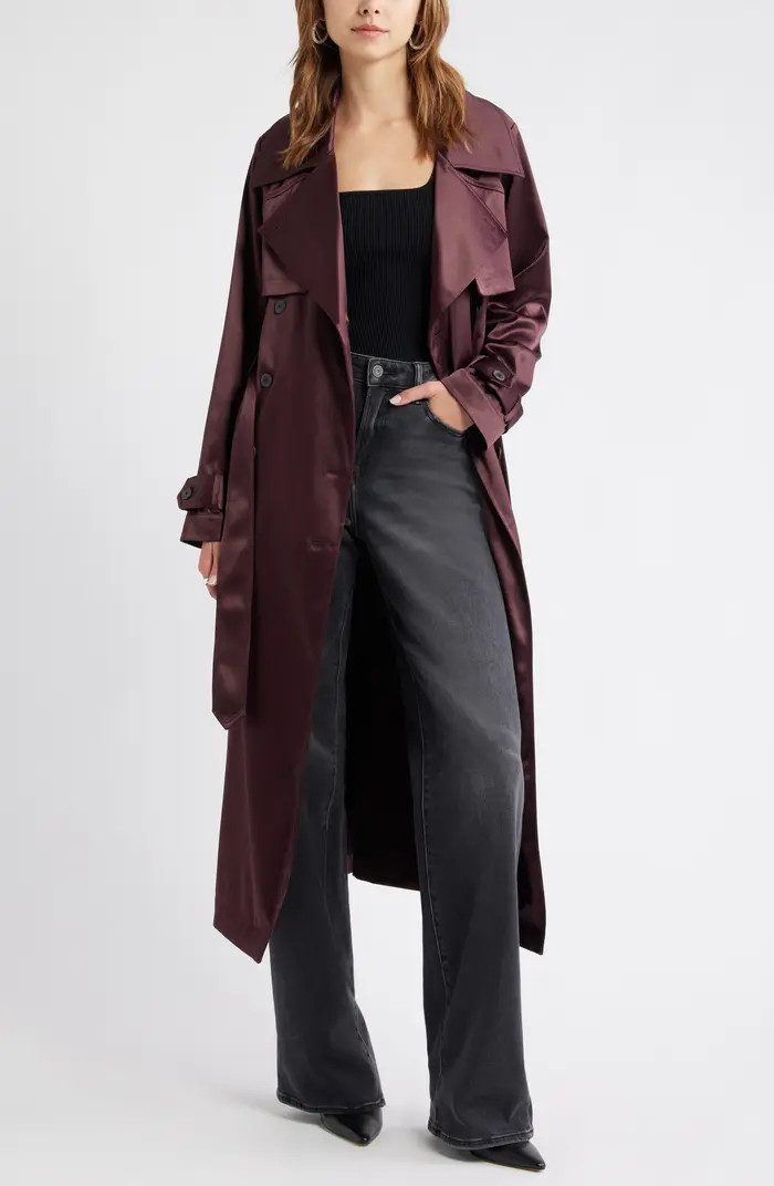 Belted Satin Trench Jacket | Nordstrom