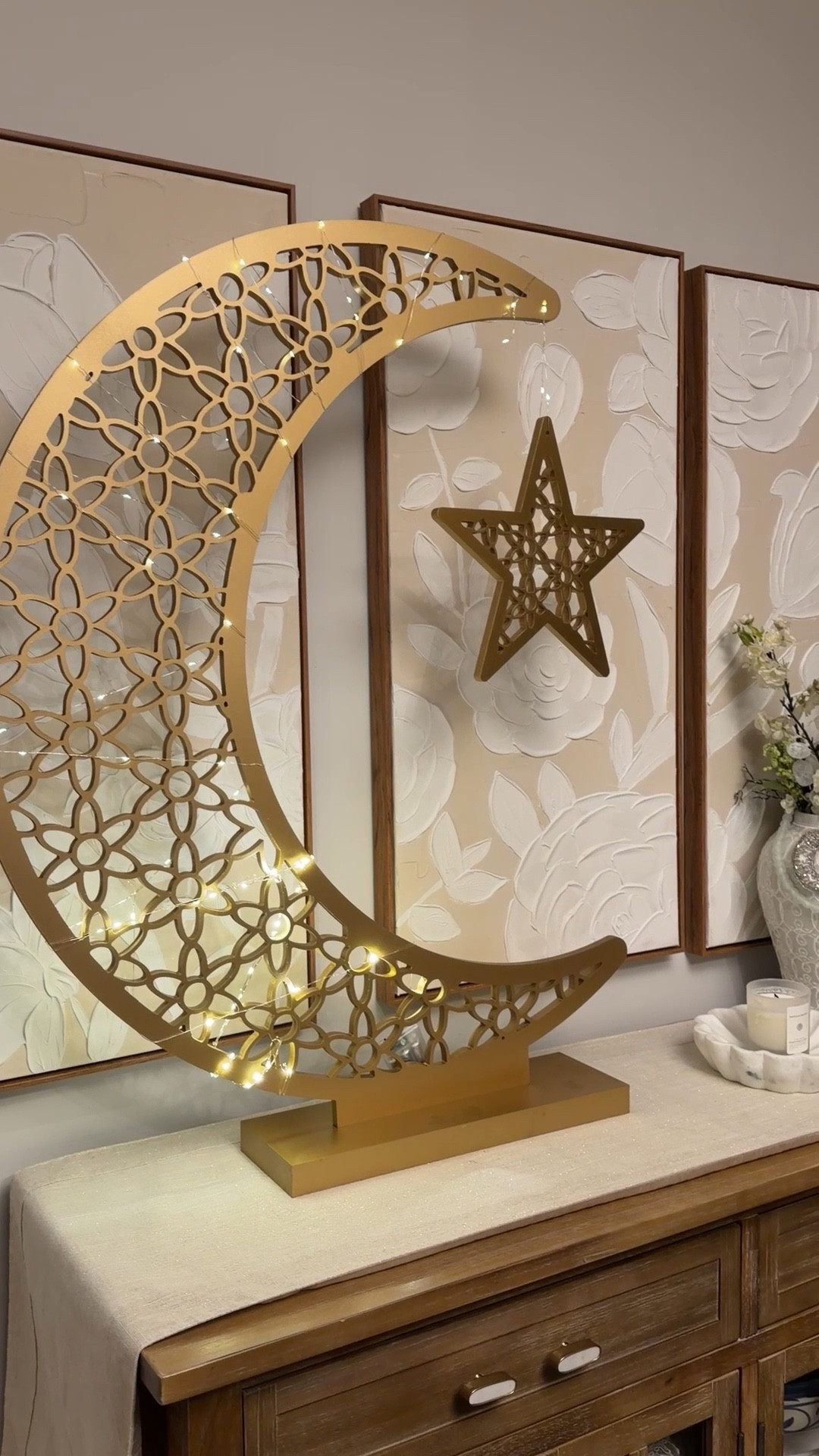 Starting to decorate for Ramadan ✨🌙 Found the best quality crescent moon decor and I’m officially in my Ramadan home era. This crescent moon decoration is stunning, sturdy, and looks so luxe for Ramadan home decor, Eid decorations, and festive seasonal styling. Perfect for shelves, entry tables, prayer corners, or a cozy Ramadan vignette. If you’re looking for elevated Ramadan decor, Islamic home decor, gold Ramadan decorations, or timeless pieces you can reuse every year — this crescent moon is it.

Linked my favorite Ramadan decorations, Eid home decor, crescent moon decor, and seasonal home accents for a warm, intentional Ramadan setup 🤍✨

#LTKSeasonal #LTKHome #LTKmomlife