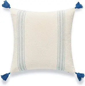 Hofdeco Beach Coastal Morrocan Decorative Pillow Cover ONLY for Couch, Sofa, or Bed, Light Blue T... | Amazon (US)
