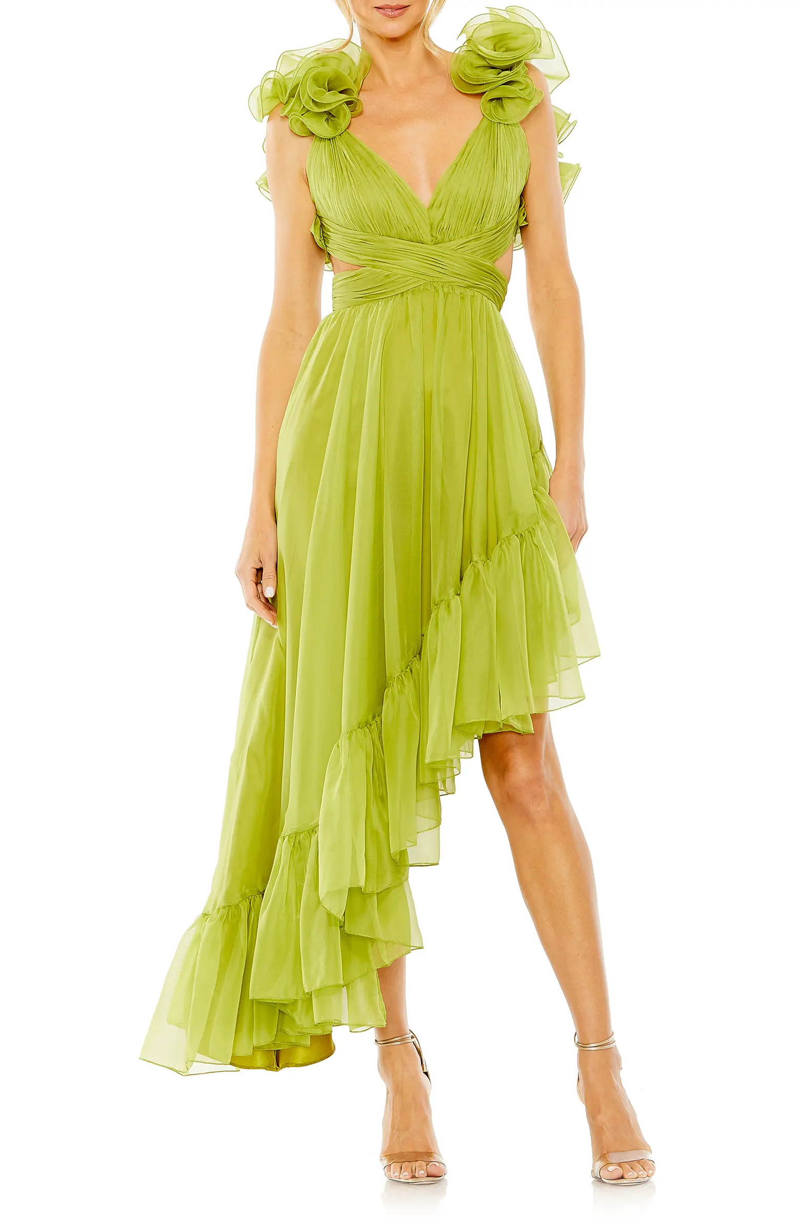 Mac Duggal Ruffle Cutout Asymmetric Chiffon Cocktail Dress | Nordstrom | Nordstrom