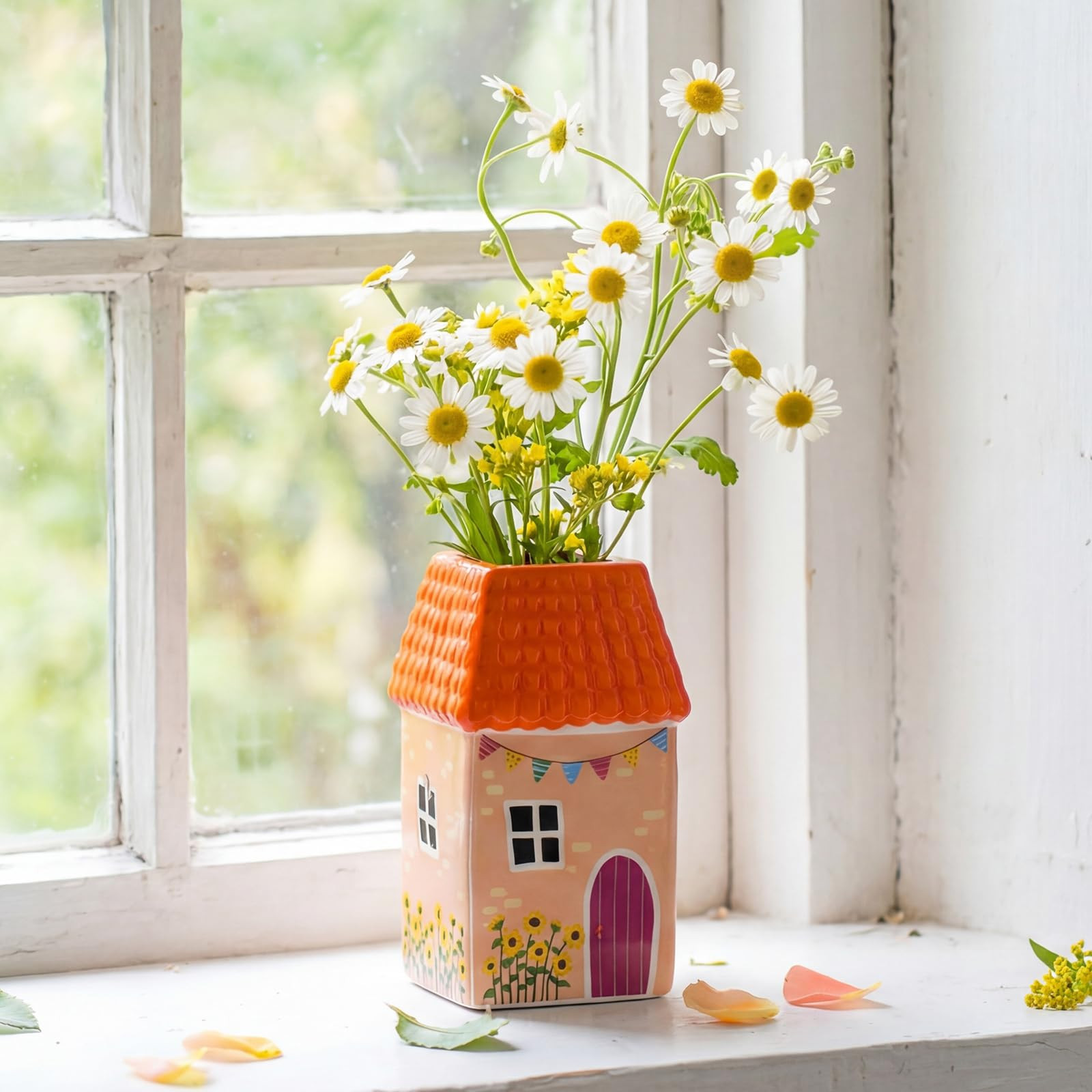 Remerry Ceramic House Shape Vase 2.4 x 3.8 Inch Mini Handmade Vase Decorative Small Flower Contai... | Amazon (US)