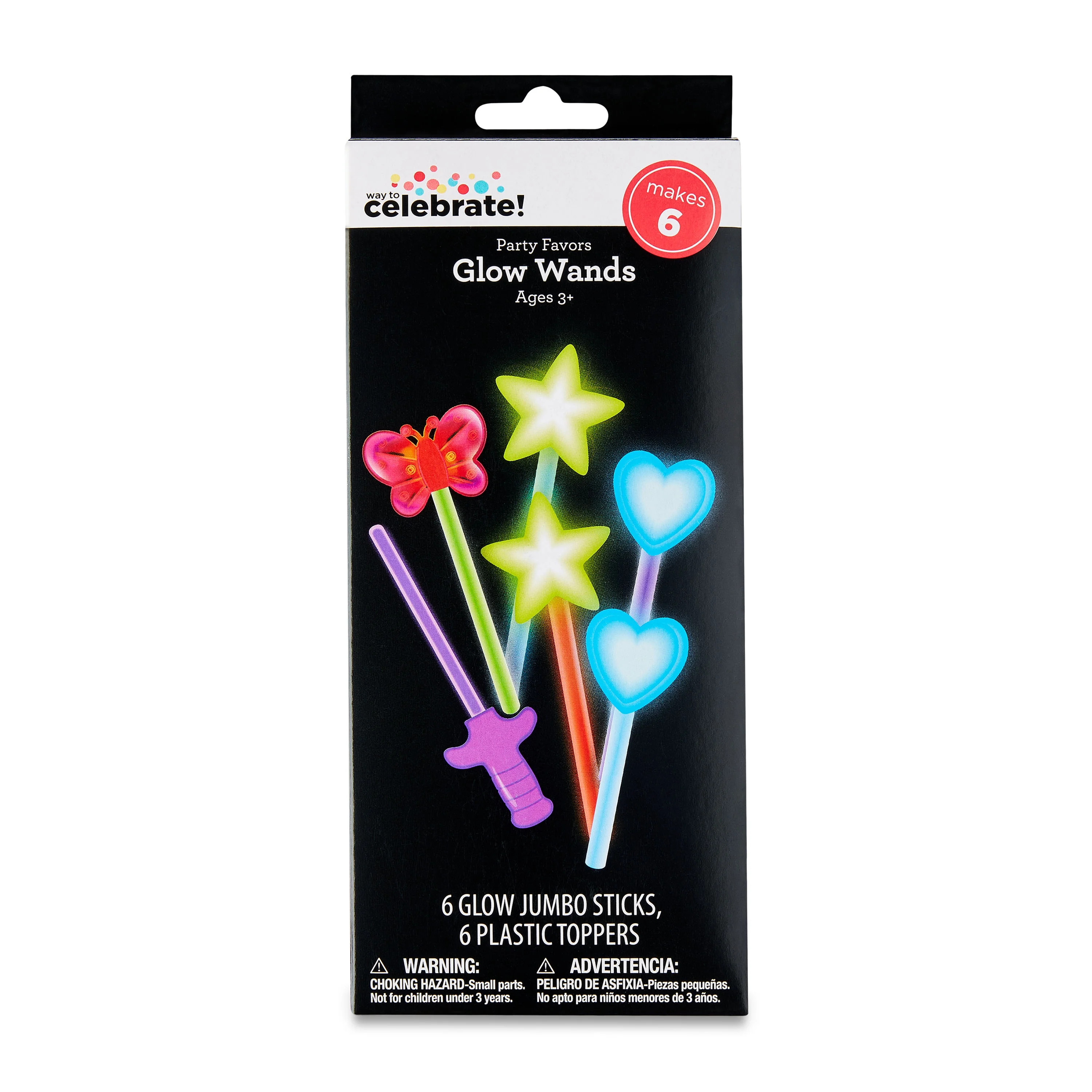 Multicolor Glow Wand Party Favors, 6 Count, by Way To Celebrate | Walmart (US)