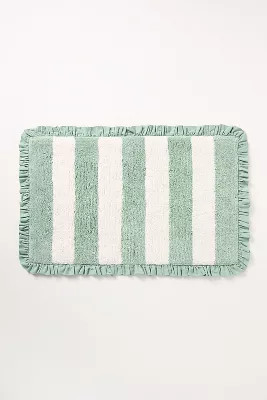 Maeve Ruffled Stripe Tufted Bath Mat | Anthropologie (US)