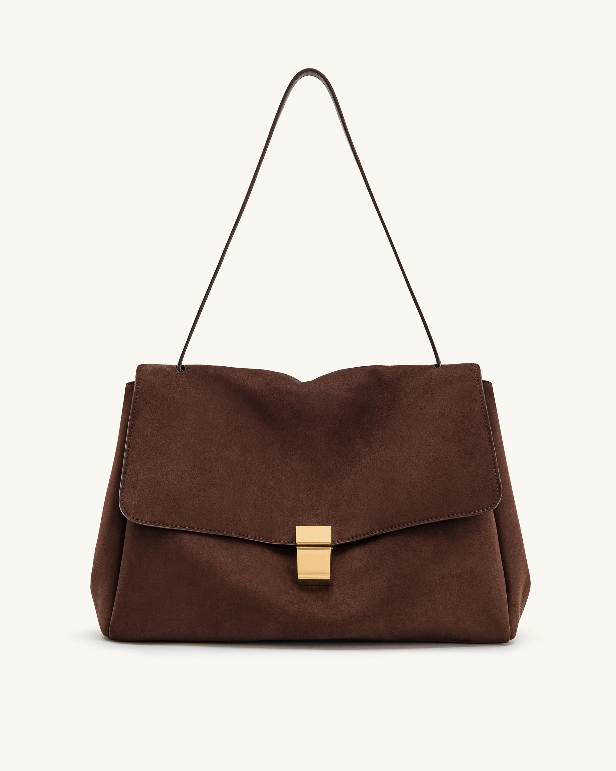 Hilary Faux Suede Shoulder Bag - Dark Brown | JW PEI US
