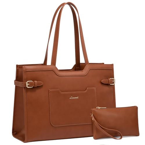 LOVEVOOK Laptop Bag for Women 15.6 Inch Laptop Tote Bag Leather Work Bags for Women Professional Computer bag | Amazon (US)