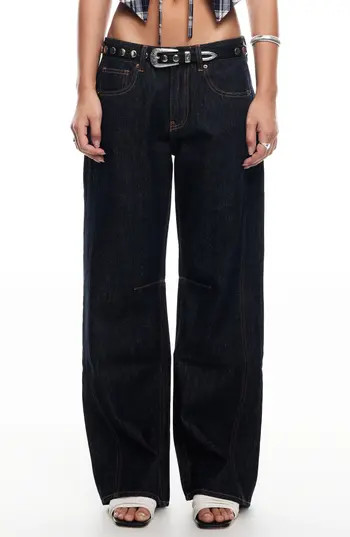 LIONESS Renacida Low Rise Wide Leg Jeans in Dark Denim at Nordstrom Rack, Size Small | Nordstrom Rack