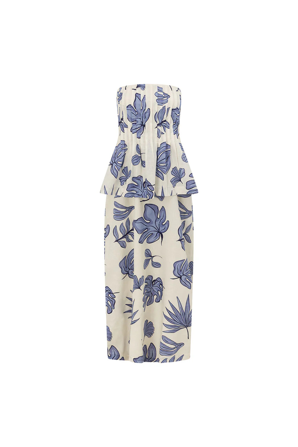 Blue Phylida Azure Print Strapless Maxi Reign Dress | Sabo Skirt US