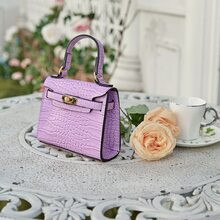 Mini Croc Embossed Satchel Bag | SHEIN