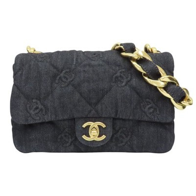 CHANEL Funky Town Flap Shoulder Handbag Black Quilted Denim | eBay US