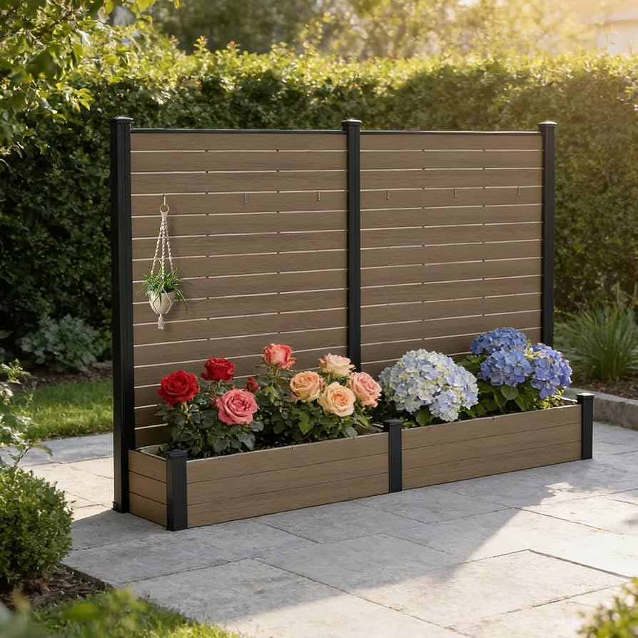 Kozyard 2Pack Privacy Screen with Planter, 70" H x 51" W Outdoor Garden Screen, Rust-Resistant Al... | Amazon (US)