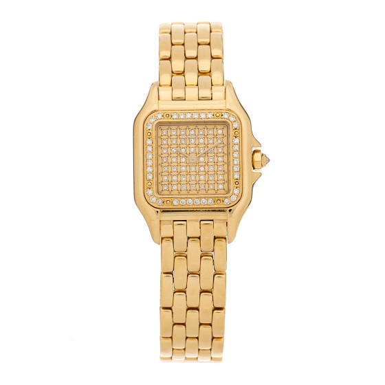18K Yellow Gold Diamond Dial 22mm Panthere Quartz Watch | FASHIONPHILE (US)
