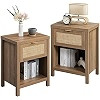 SICOTAS Rattan Nightstands Set of 2 - Farmhouse Night Stand with Drawer and Storage Shelf - Boho ... | Amazon (US)
