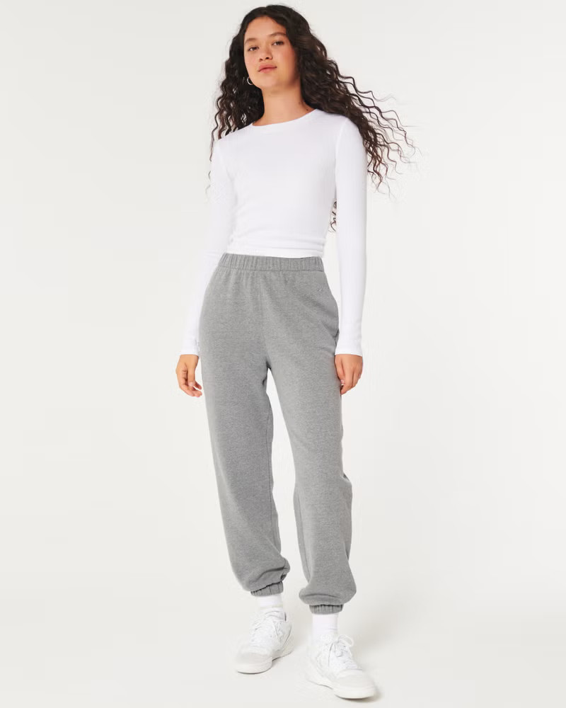 Feel Good Adjustable Rise Fleece Dad Joggers | Hollister (US)