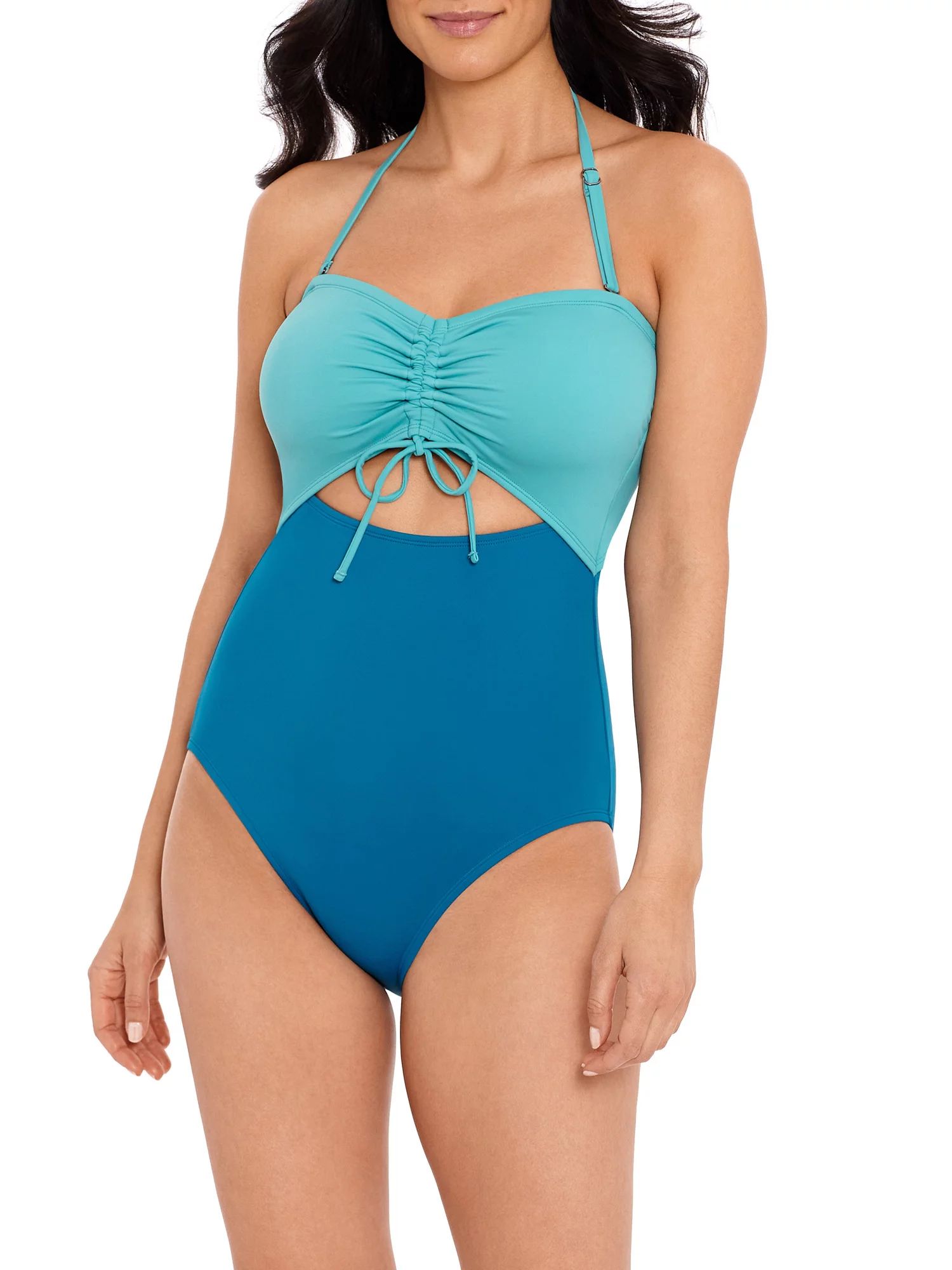 Time and Tru Women’s and Women's Plus Color Block One Piece Swimsuit | Walmart (US)