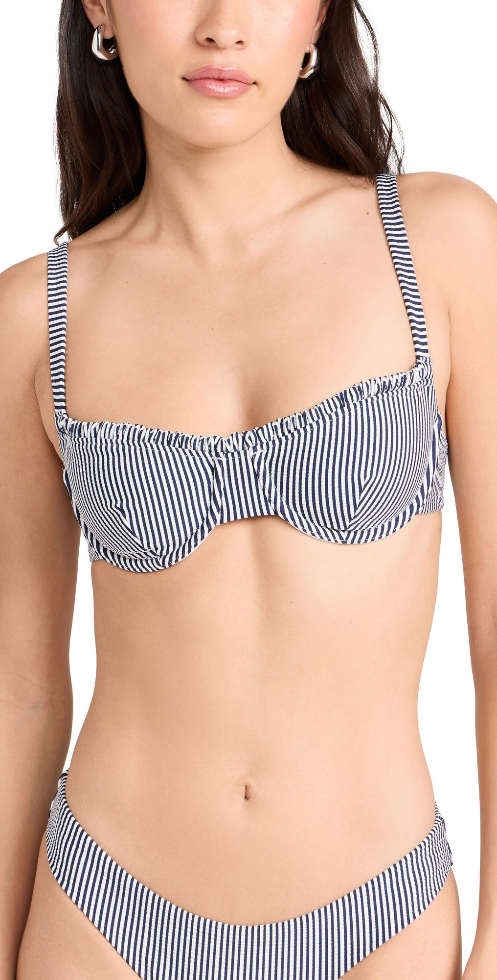 Onia Marilyn Bikini Top Deep Navy/White XL | Shopbop