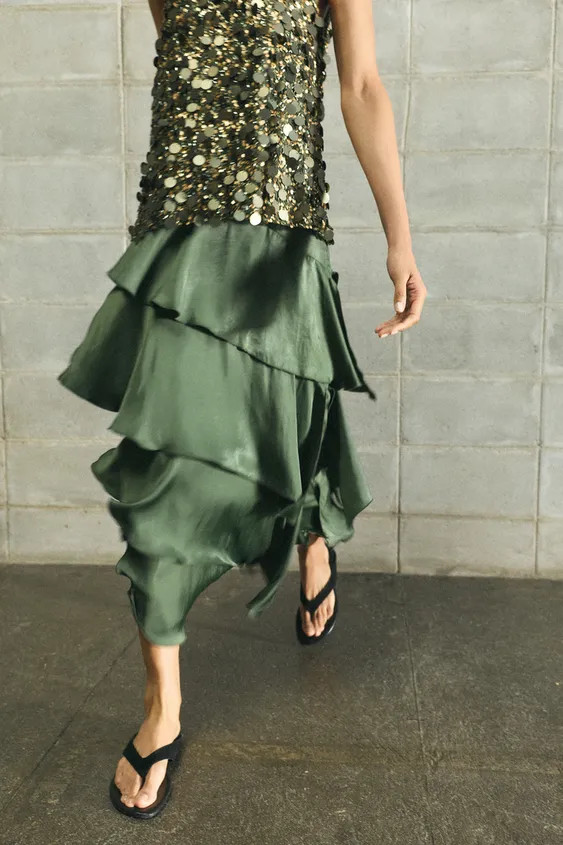 RUFFLED MIDI SKIRT | Zara AU