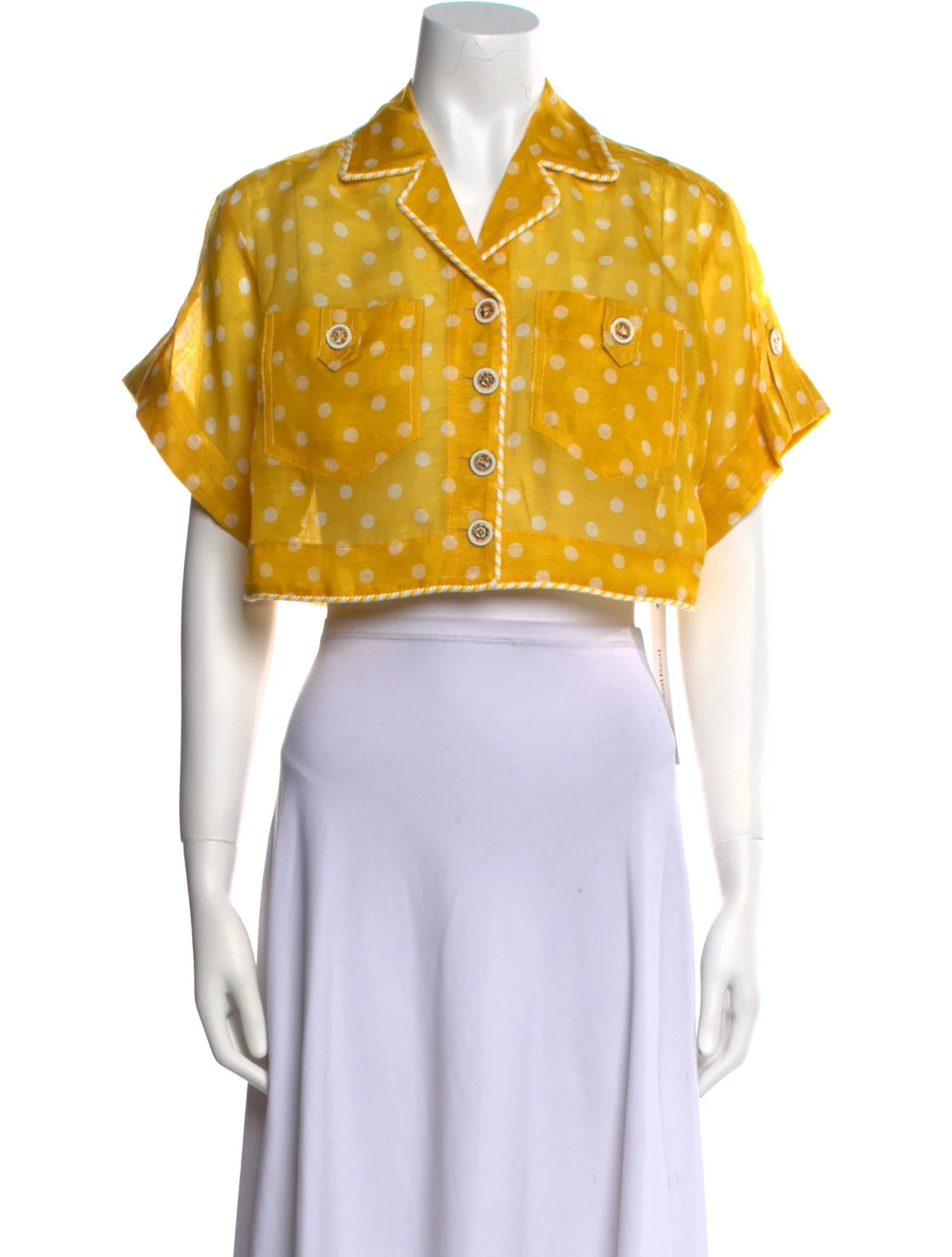 Linen Polka Dot Print Crop Top | The RealReal