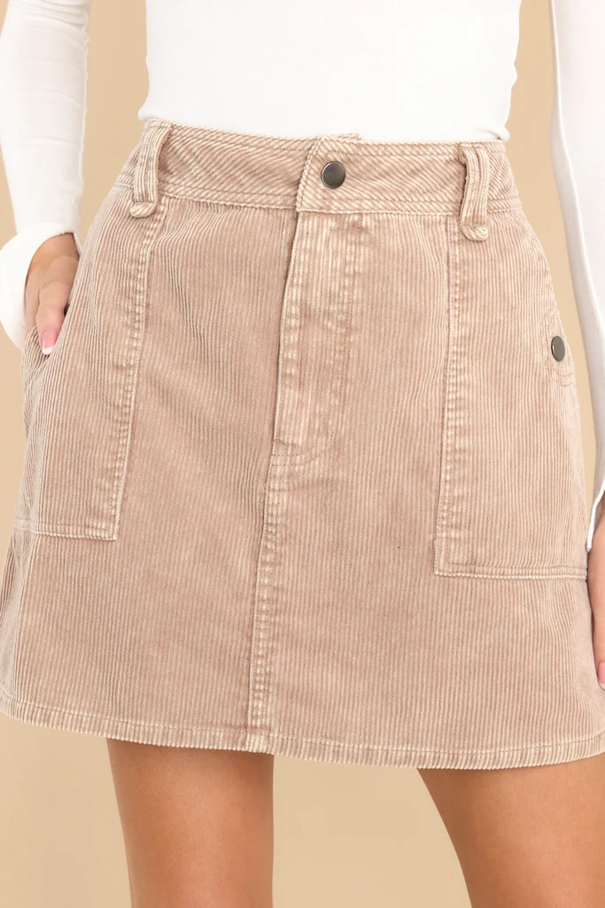 Bold Allure Tan Corduroy Skirt | Red Dress 