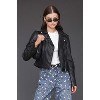 Cropped Genuine Leather Biker Jacket | Avec Les Filles