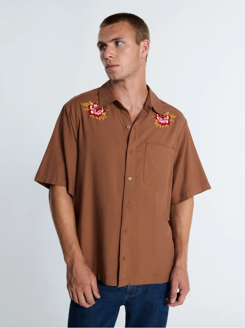 Kacey Lee Men's Button Up Woven Shirt with Short Sleeves, Sizes S-2XL | Walmart (US)